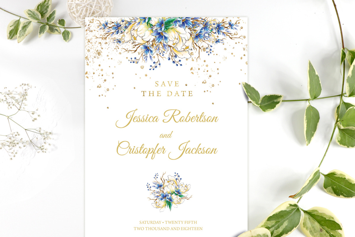 Navy Wedding Invitation Template, an Invitation Template by DreamsClipArt (Photo 6 of 6)