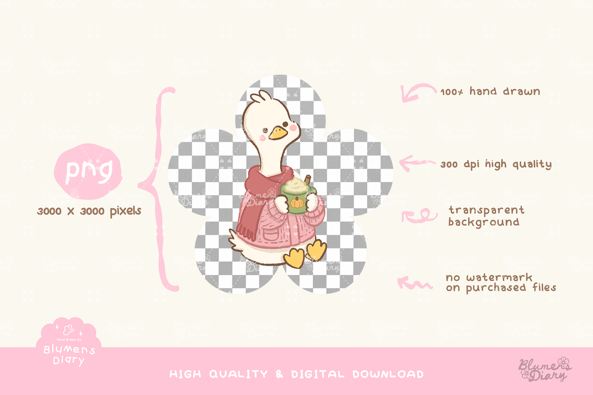 Kawaii Silly Goose Autumn Clipart, an Animal Illustration by Blumensdiary (Photo 3 of 6)
