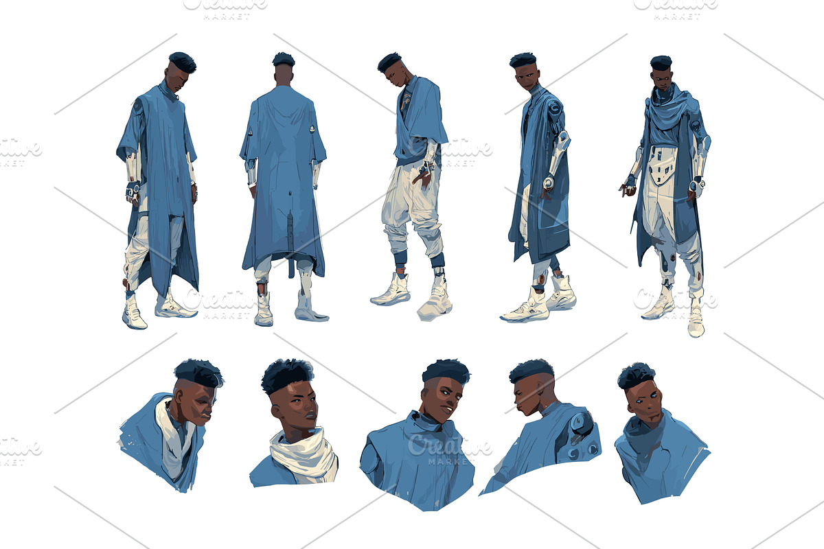 Futuristic man character cartoon, a Person Illustration by Onyx