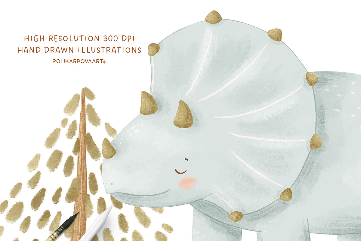 My friend Dinosaur - baby collection, a Decorative Illustration by polikarpovaart (Photo 2 of 18)