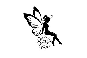 Butterfly Fairy Silhouette. Vector