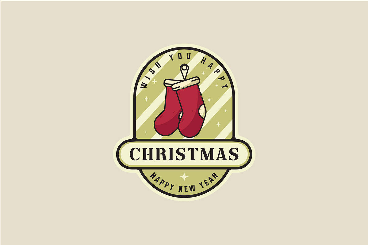 christmas sock emblem logo line, a Branding & Logo Template by zyxroun shop