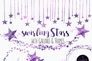 Purple Watercolor Celestial Stars, an Illustration by ClipartBrat Graphics (Thumbnail 6 of 6)