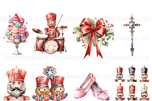 Watercolor Pink Nutcracker Clipart