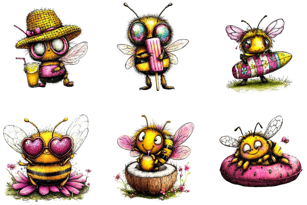 Funny Summer Bee Clipart, a Seasonal Illustration by Designking (Photo 2 of 5)