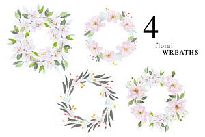 Watercolor Floral XL Clipart Set