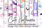 Cute Halloween Seamless Papers, an Illustration by Mashimara (Thumbnail 1 of 6)