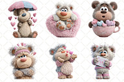 Quirky Valentines Teddy Bear Clipart, an Illustration by Black Bird Studio (Thumbnail 3 of 6)
