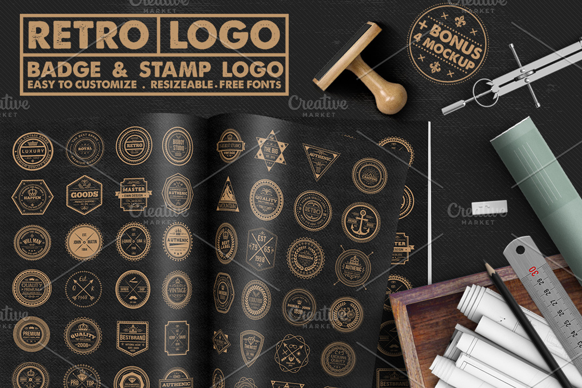 Retro Badge & Stamp Logo, a Branding & Logo Template by The Craftsman (Photo 12 of 12)