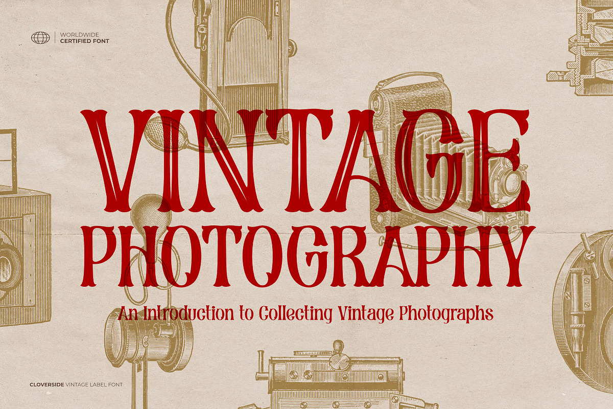 Cloverside - Vintage Label Font, a Symbol Font by ikiiko (Photo 5 of 7)