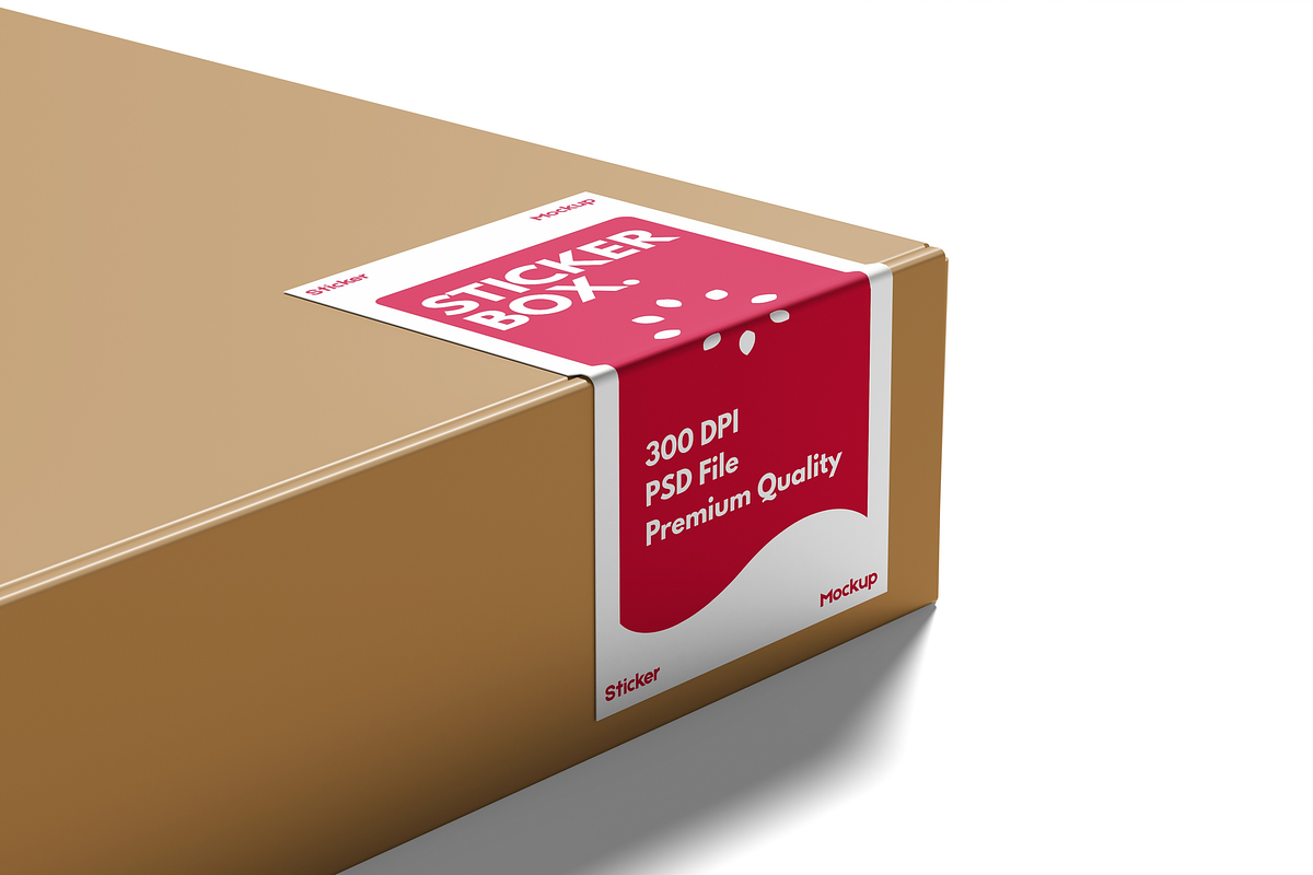 Sticker With Box Mockup, an Advertising Mockup by DSNA Mockup (Photo 5 of 5)