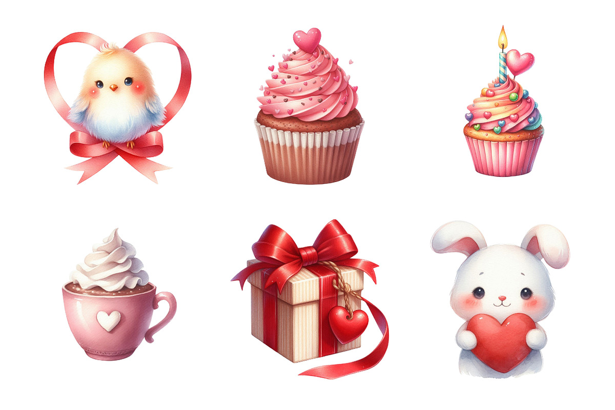 Cute Valentines Clipart, an Illustration by Design Market (Photo 2 of 5)