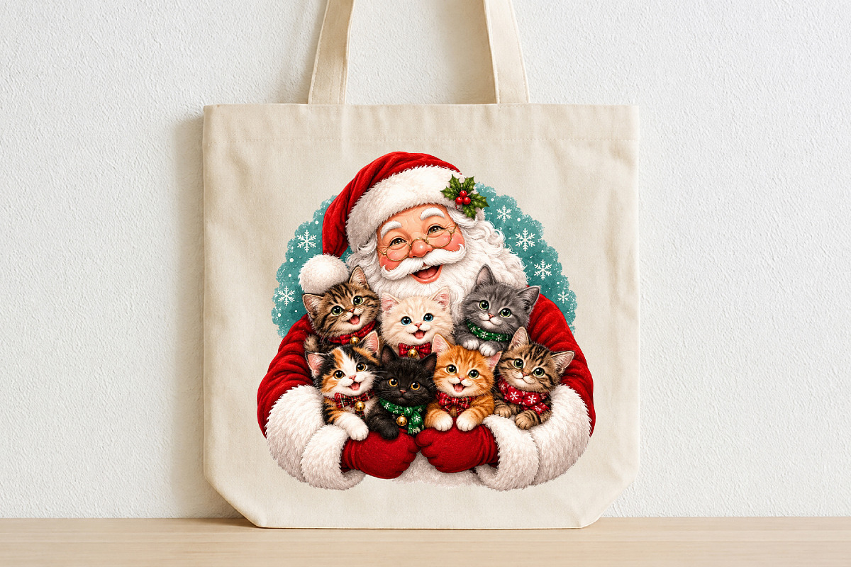 Santa Cat Christmas Sublimation PNG, a Seasonal Illustration by CraftArtStudio (Photo 2 of 4)