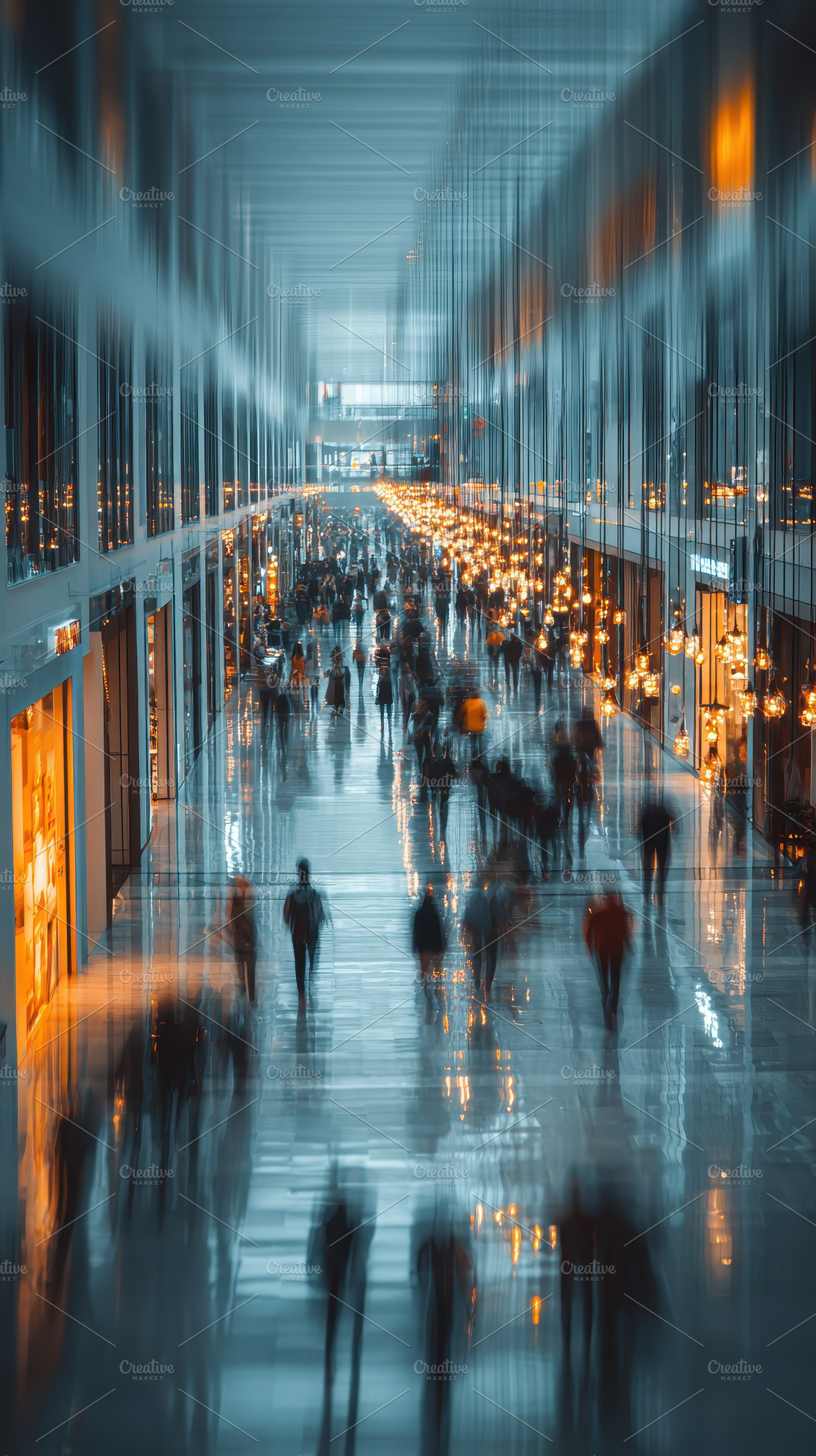 Blurry People Walking Modern Mall In, a Photo by Pixeness Studio