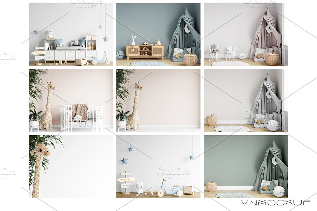 Kids Room Walls Bundle - 34 Mockups, a Print Template by VNmockup (Photo 2 of 8)