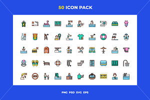 50 Swimming pool icons, an Icon by Wencory