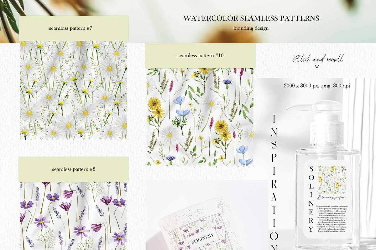 Watercolor meadow flowers patterns, a Pattern Graphic by AnnaTkachi (Photo 4 of 6)