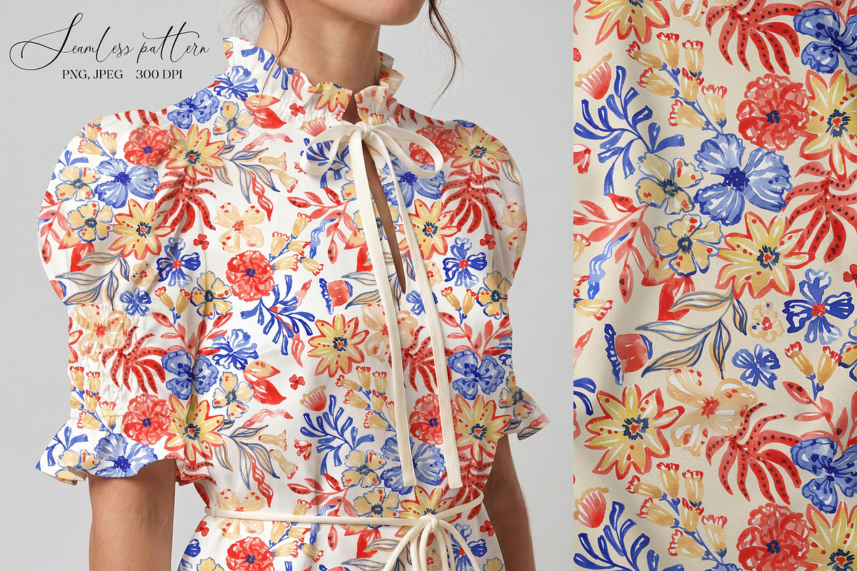 Folk Floral Ornamental Pattern, a Pattern Graphic by SirenaArt (Photo 11 of 16)