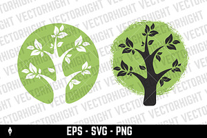 Logo Template With Tree In Circle.