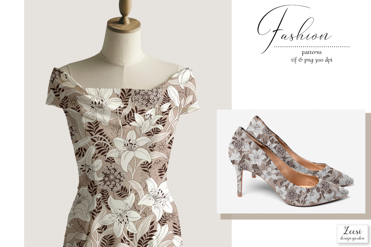 Ivory Lilies Pattern & Motifs, a Pattern Graphic by Zeesi Design Garden (Photo 3 of 11)