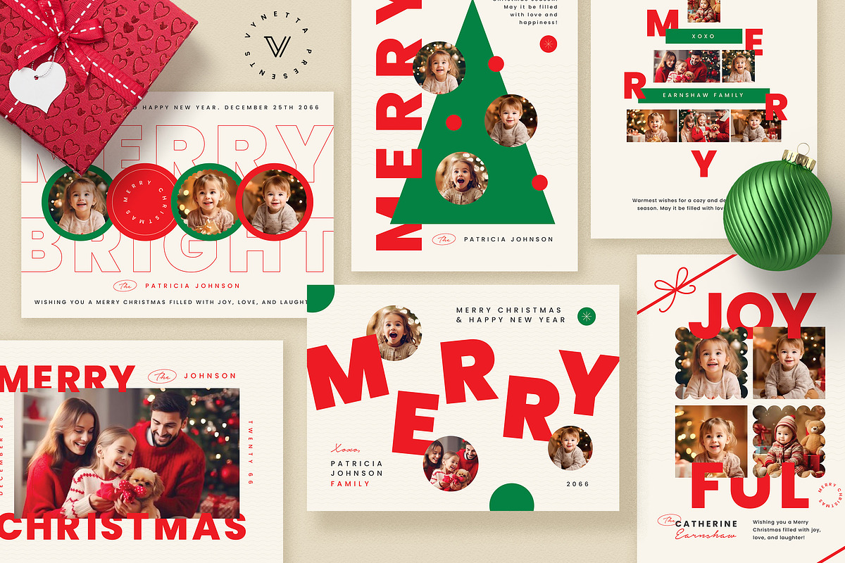 6 Simple Christmas Card/Holiday Card, a Card Template by Vynetta (Photo 1 of 4)