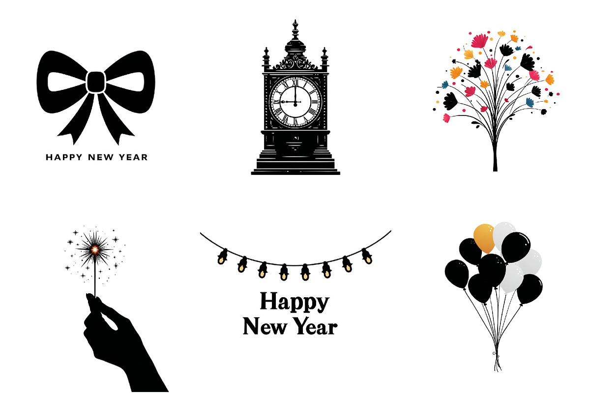 Hand Drawn Happy New Year Clipart, an Illustration by DreamArtGraphic (Photo 2 of 4)