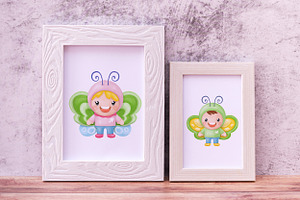 Kids Wearing Butterfly Watercolor