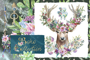 Watercolor Boho Clipart Bundle