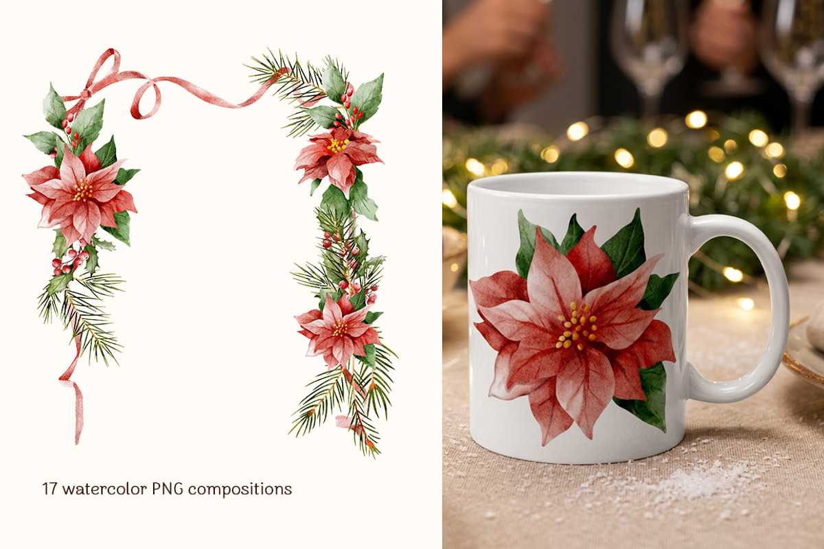 CHRISTMAS holiday Watercolor clipart, a Seasonal Illustration by Pattern + watercolor (Photo 4 of 17)