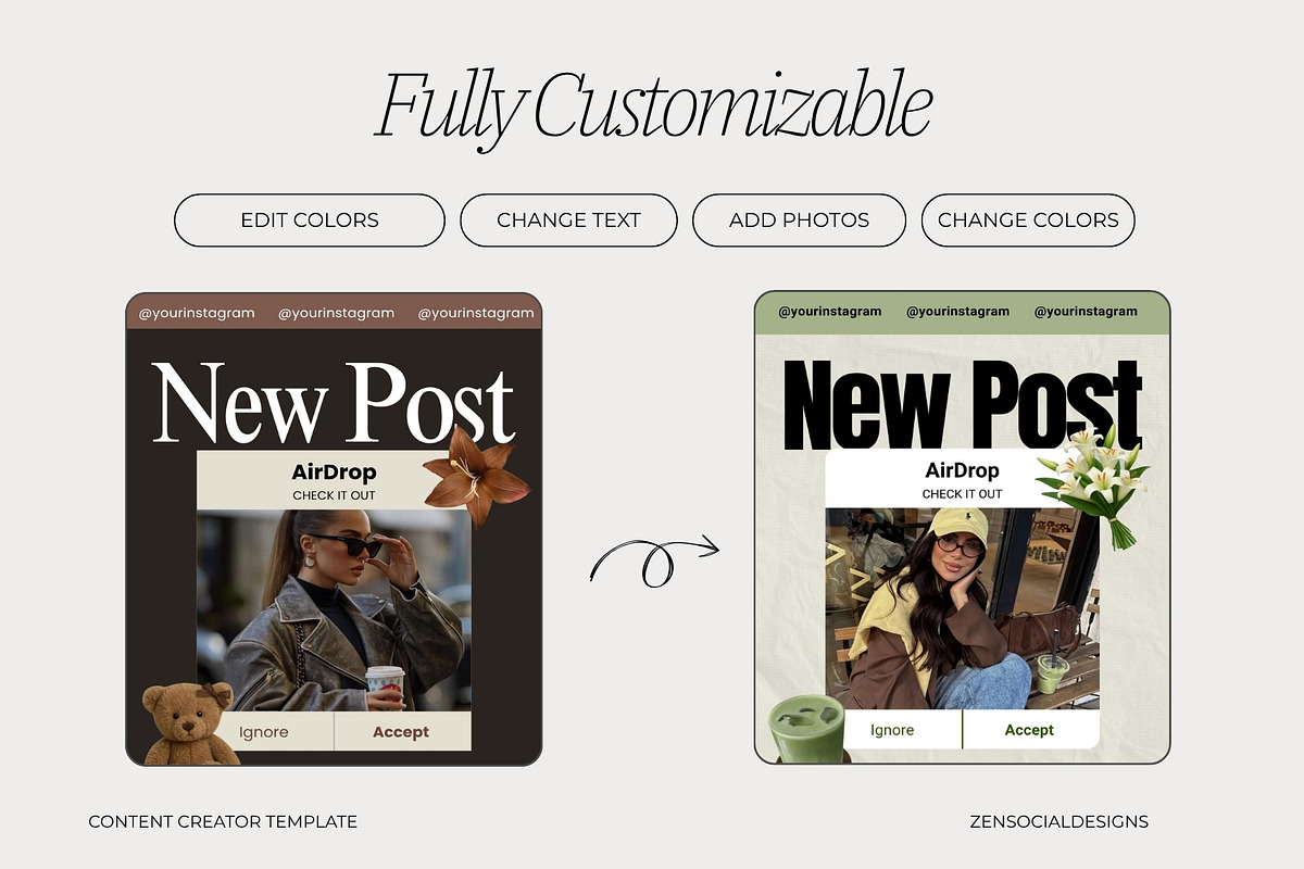 Content Creator Instagram Templates, a Social Media Template by ZenSocialDesigns (Photo 6 of 9)