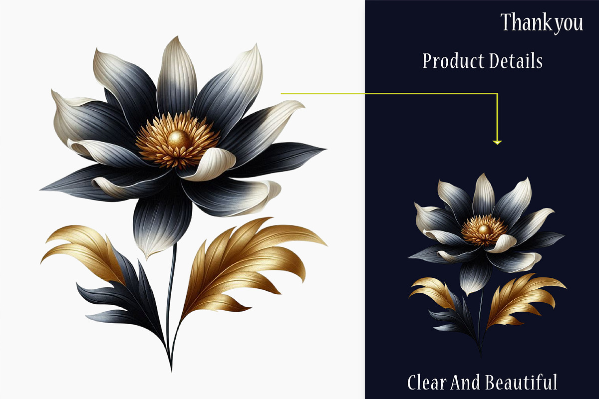 Black and Gold Tropical Clipart, a Graphic by designcity5 (Photo 4 of 5)