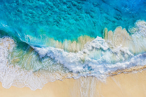 Beach and waves. View from drone