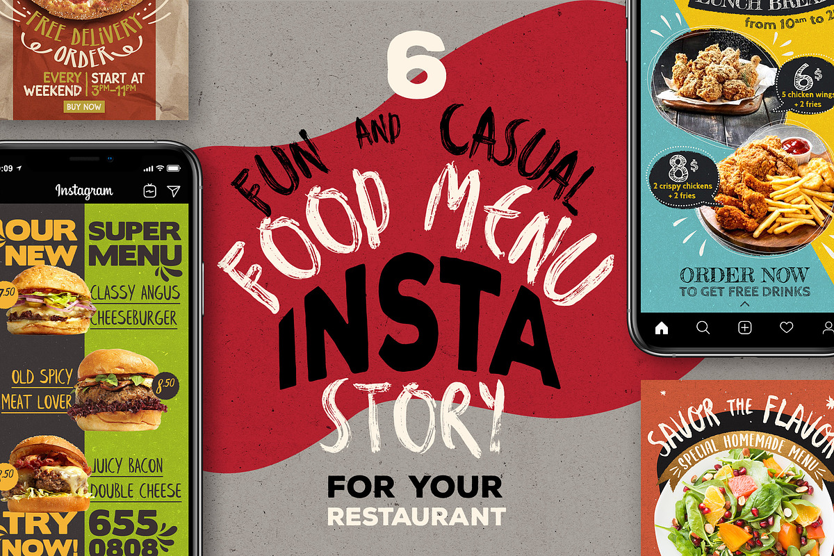 Fun Casual Food Menu Instastories, a Social Media Template by BlueRobinStudio (Photo 1 of 6)