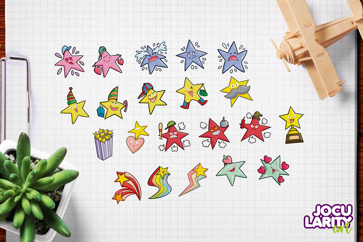 Cute Stars Cartoon Characters, a Decorative Illustration by Jocularity Art (Photo 2 of 3)
