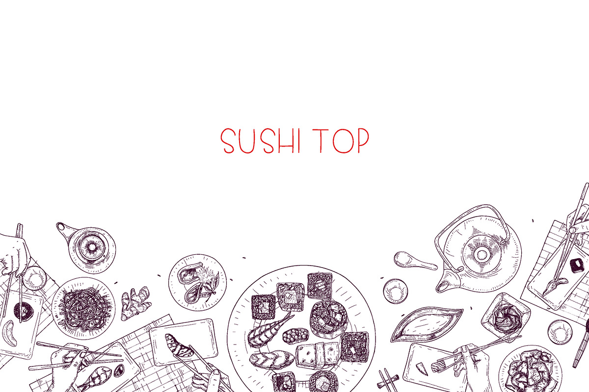 Sushi, hand drawn bundle, a Food Illustration by Good Studio (Photo 7 of 32)