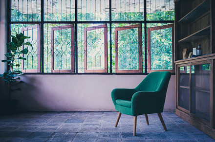 Green armchair in old interior room., an Arts & Entertainment Photo by Nednapa