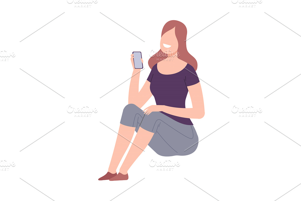 Smiling Woman with Modern Digital, a Person Illustration by TopVectors