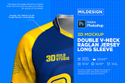 3D Double V-Neck Raglan Jersey LS, a Shirt Mockup by Mildstudio (Thumbnail 7 of 8)