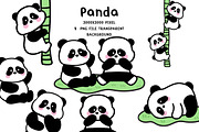 Cute Panda Clipart PNG Set, an Animal Illustration by Nattapohncha (Thumbnail 1 of 3)