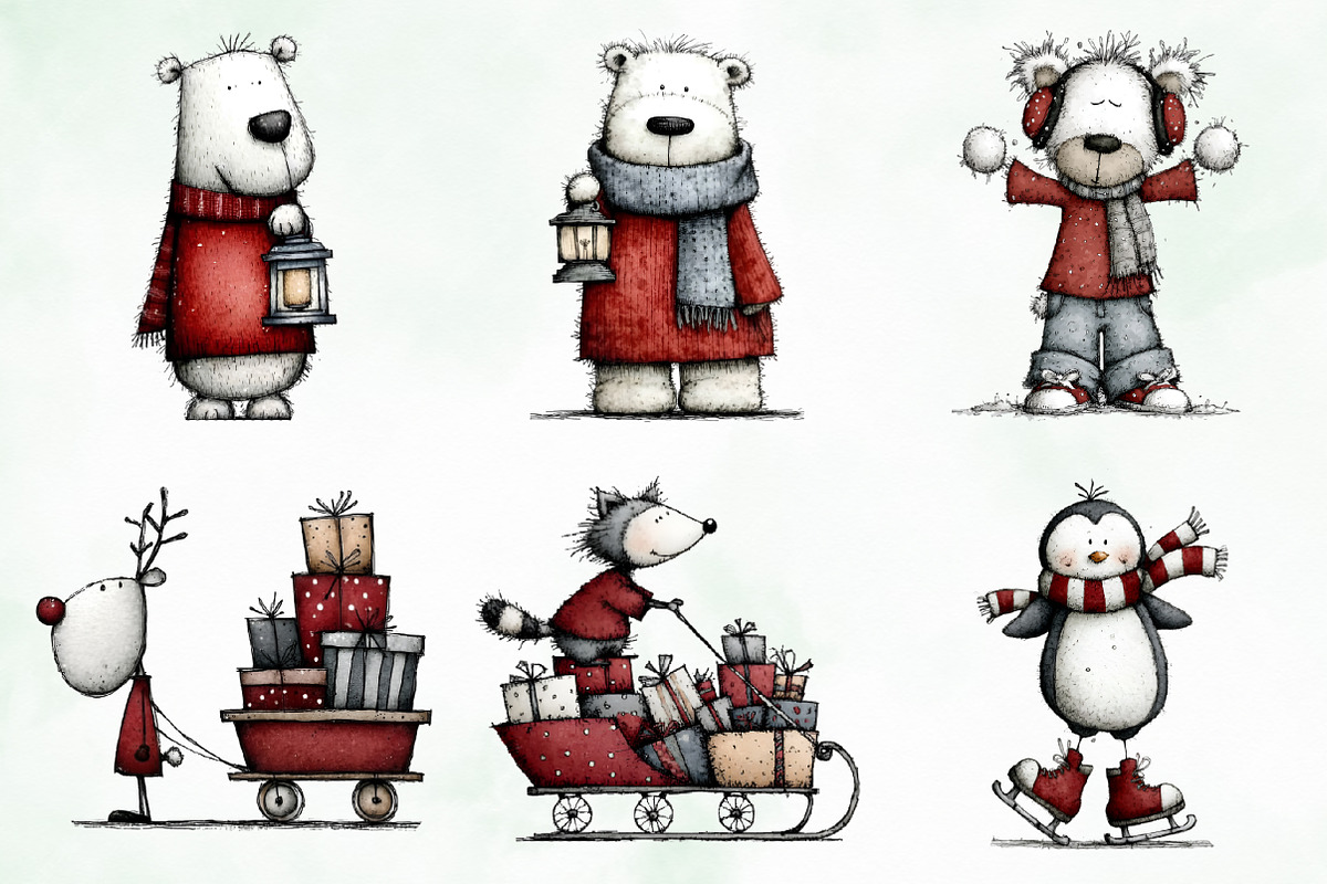 Whimsical Quirky Animals Clipart, an Illustration by Creative Art (Photo 4 of 13)