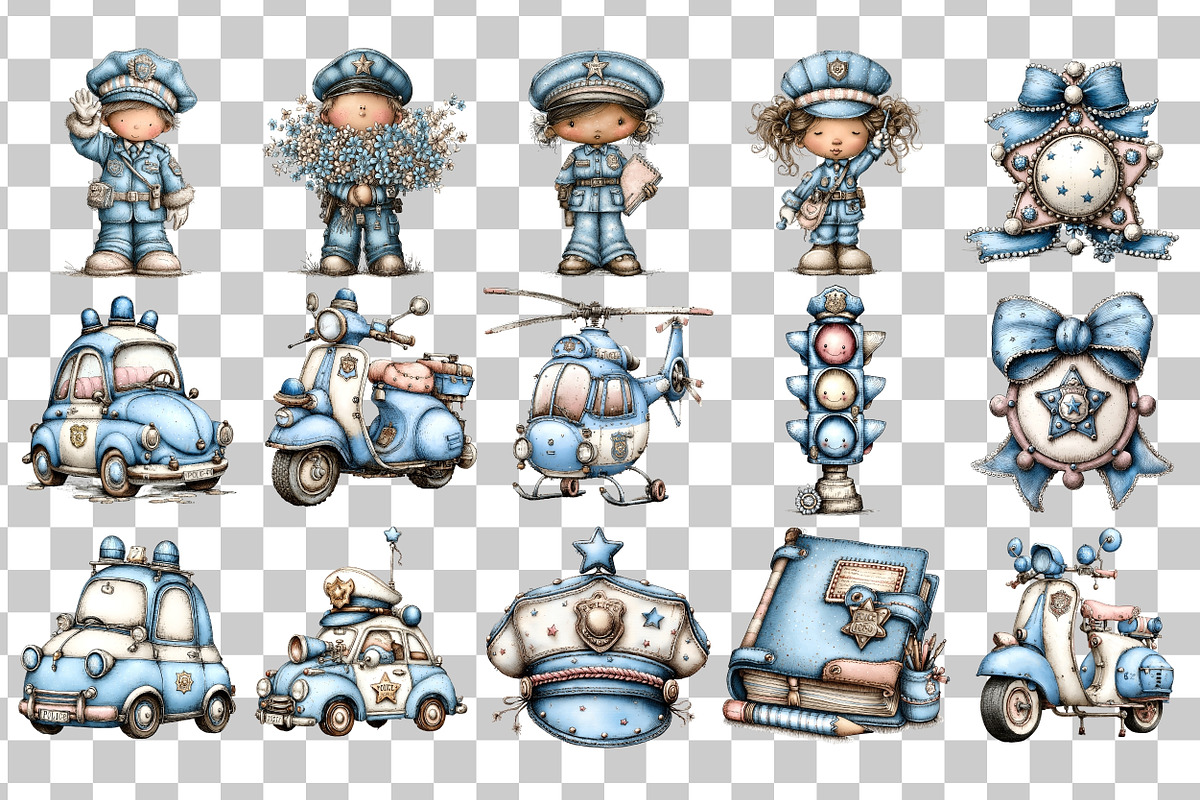 Whimsical Watercolor Police PNG, a Person Illustration by Nicolle's Colorful Art (Photo 3 of 4)