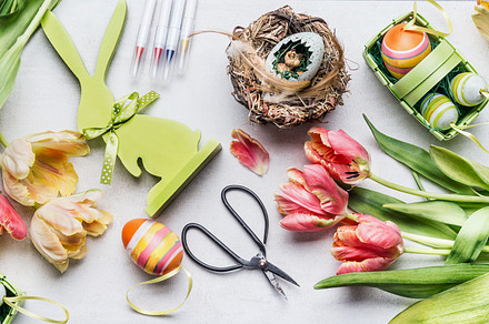 Easter workspace, greeting layout