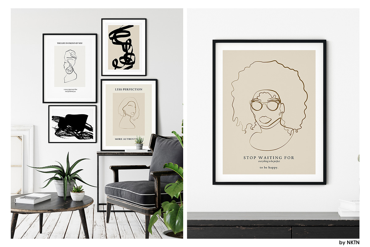 Modern Posters. Women line portraits, a Decorative Illustration by NKTN (Photo 3 of 9)