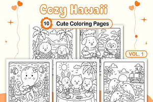 Cozy Hawaii Cute Coloring Pages V 1, an Animal Illustration by Ink Gallery
