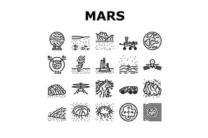 Mars Planet Space Astronomy Icons