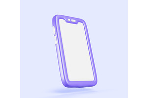 3d Mobile Phone Icon With White