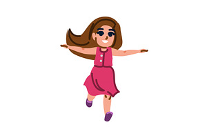 Happy girl running with open arms, an Illustration by pikepicture