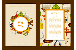 Vector Cartoon Wild West Card Or