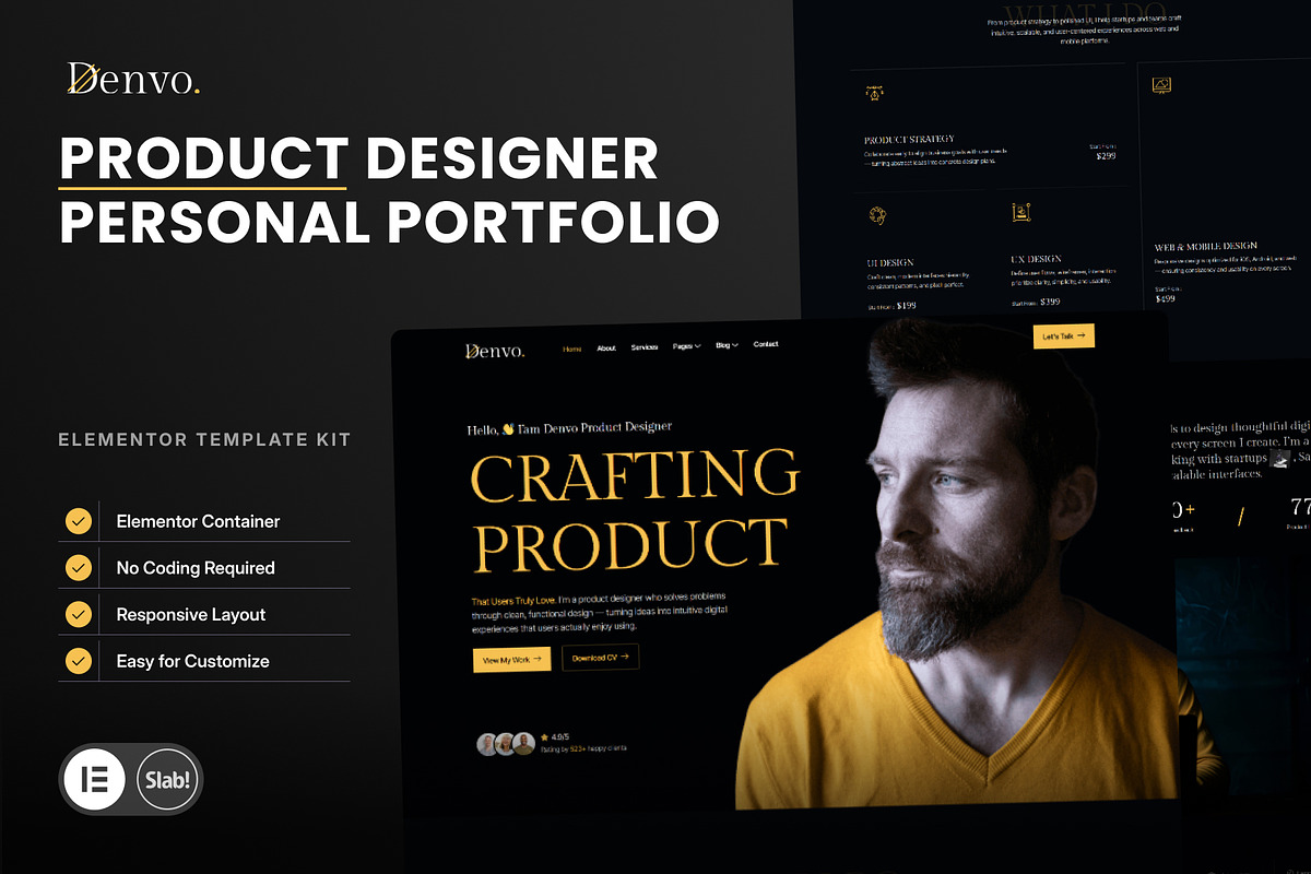 Denvo - Product Designer Personal, a WordPress Template by SLAB! Design (Photo 1 of 5)