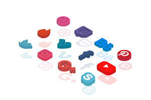 Social Media Isometric Icons